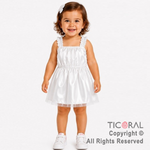 DISFRAZ PRINCESA CORTO CON BRETEL FRUNCIDO BLANCO TALLE 0